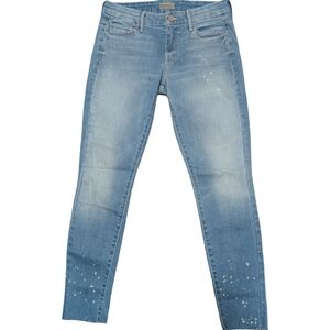 MOTHER Looker Ankle Fray Paint Splatter Skinny Jeans Size 28